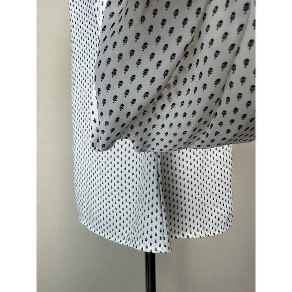 Ann Taylor LOFT White W/ Black Print No Show Buttons Blouse Top Sz S Classic EUC - Picture 8 of 16